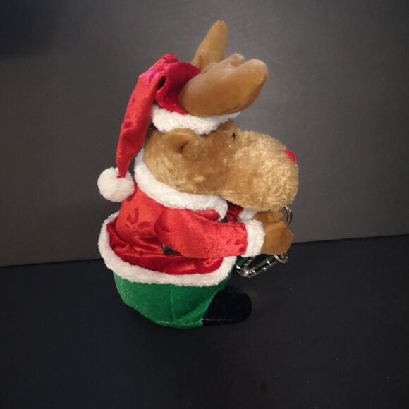 Unbranded Animated Reindeer Plush Playing Saxophone Santa Hat & Coat 9" Tall - Picture 5 of 8